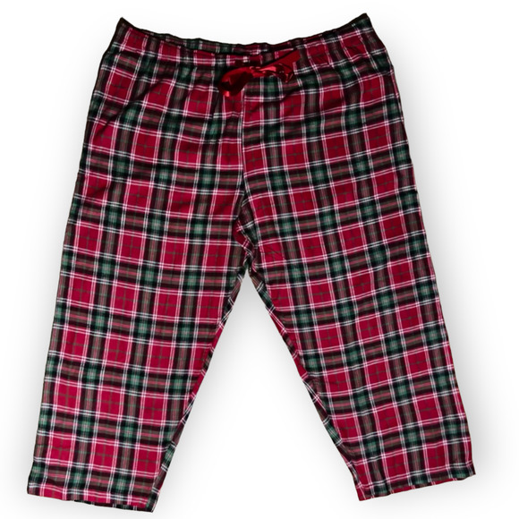 Beverly Rock Women's Red & Green Plaid Flannel Pajama Pants, Lounge Pants Sz 4X - Picture 1 of 9